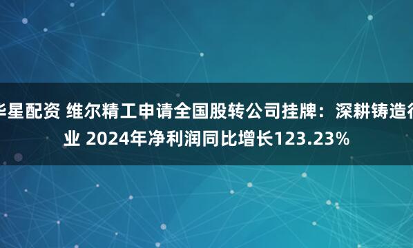 华星配资 维尔精工申请全国股转公司挂牌:深耕铸造行业 2024年净利润同比增长123.23%