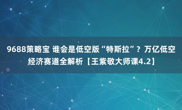 9688策略宝 谁会是低空版“特斯拉”?万亿低空经济赛道全解析【王紫敬大师课4.2】