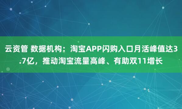 云资管 数据机构：淘宝APP闪购入口月活峰值达3.7亿，推动淘宝流量高峰、有助双11增长